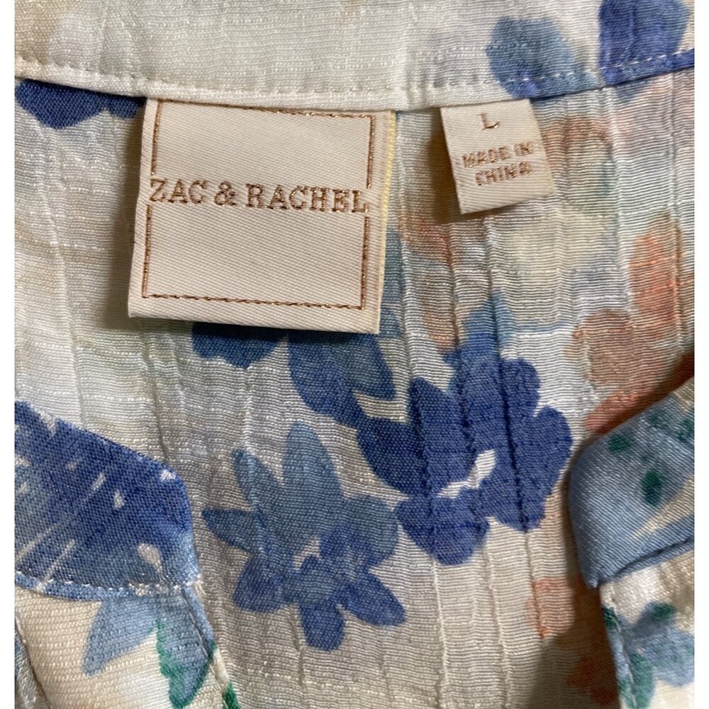 Zac & Rachel Floral Sleeveless Tie Front Button Up Shirt Womens Size Large - Picture 7 of 9